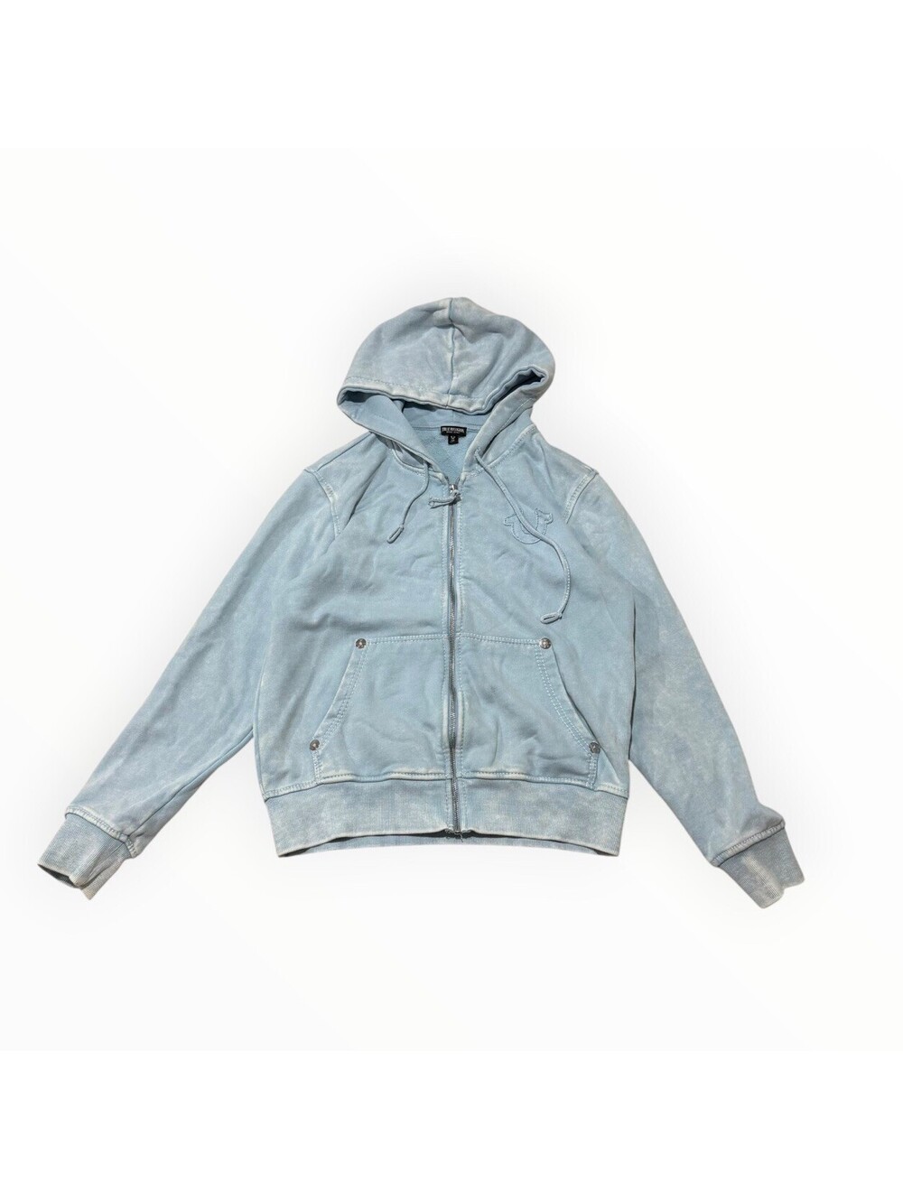 True Religion Acid Wash Full Zip Hoodie Horseshoe Size M Women’s